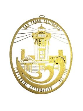 Vintage San Pedro California Brass Lighthouse Christmas Ornament 2.5"